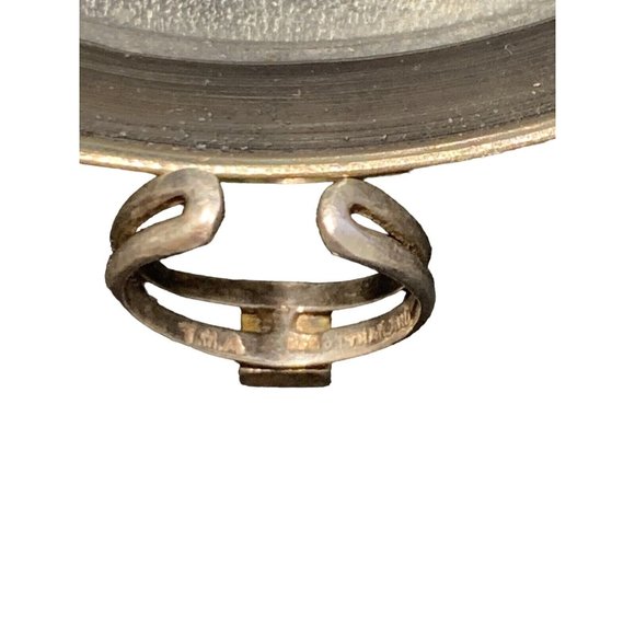 Vintage 925 Sterling Silver Ring Blue Topaz Square setting w/Round Stone Size 4 - Picture 2 of 8